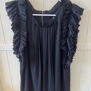 Black Ruffle / White House Black Market Shirt